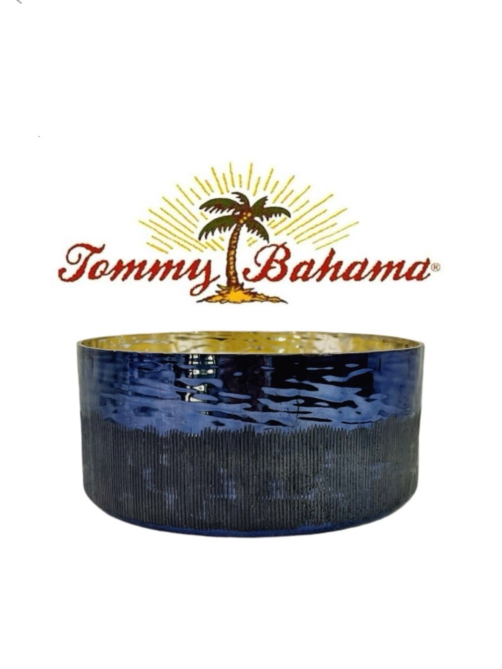 Tommy Bahama Evergreen Candle Antique Sapphire‎ Blue Glass 6 Wick Fir Pine Cedar